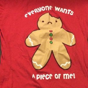 Gingerbread Cookie Holiday Christmas short sleeve tee shirt sz S